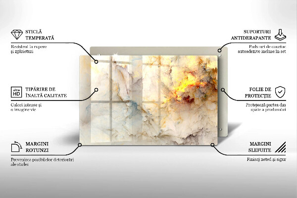 Cache plaque de cuisson Texture de marbre avec de l'or