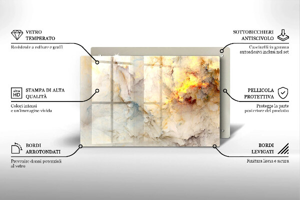 Cache plaque de cuisson Texture de marbre avec de l'or