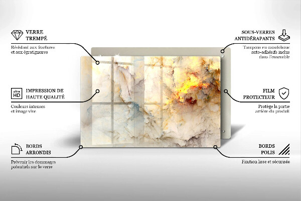 Cache plaque de cuisson Texture de marbre avec de l'or