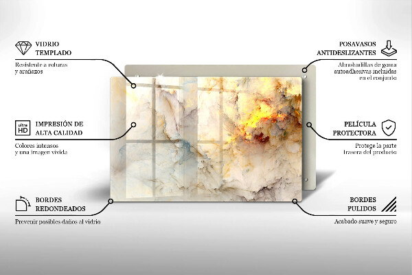 Cache plaque de cuisson Texture de marbre avec de l'or