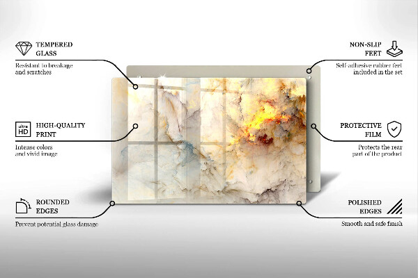 Cache plaque de cuisson Texture de marbre avec de l'or