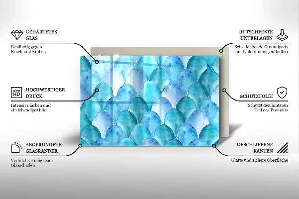 Cache plaque de cuisson Écailles d'aquarelle