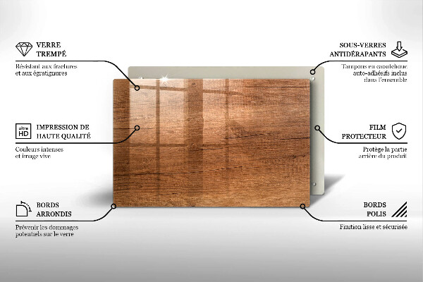 Protection plaque induction Texture du bois