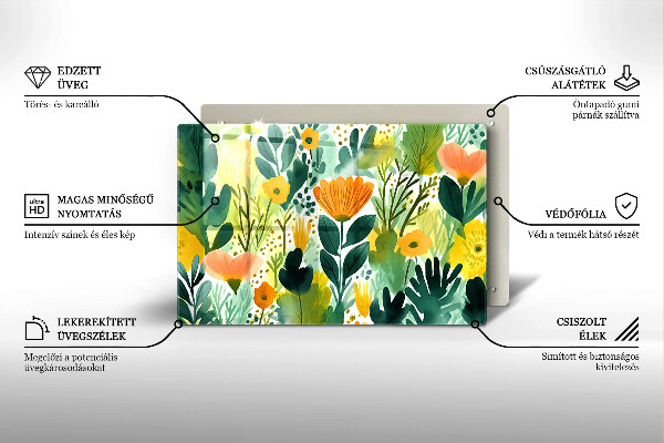 Cache plaque de cuisson Fleurs peintes