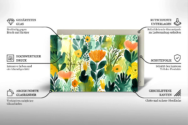 Cache plaque de cuisson Fleurs peintes