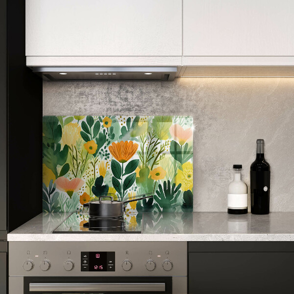 Cache plaque de cuisson Fleurs peintes