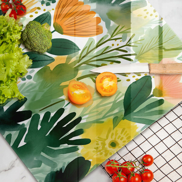 Cache plaque de cuisson Fleurs peintes