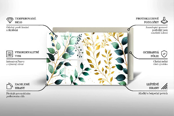 Cache plaque de cuisson Feuilles vertes et dorées