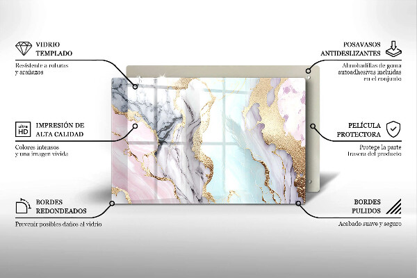 Cache plaque de cuisson Marbre pastel