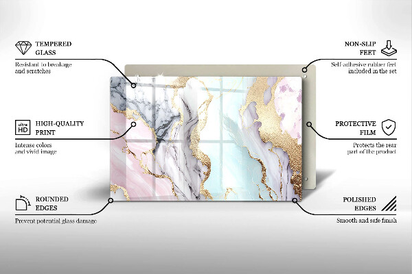 Cache plaque de cuisson Marbre pastel