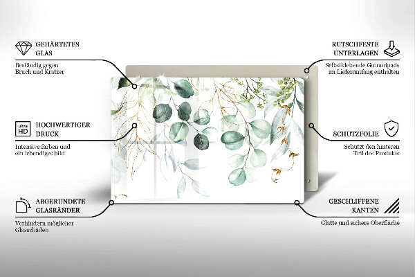 Cache plaque de cuisson Plantes peintes