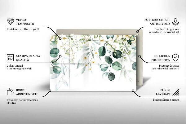 Cache plaque de cuisson Plantes aquarelles