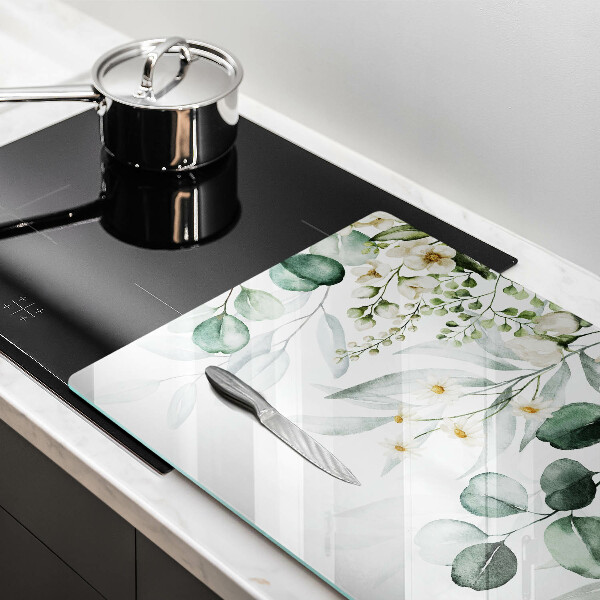 Cache plaque de cuisson Plantes aquarelles