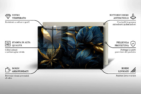 Cache plaque de cuisson Feuilles décoratives avec de l'or