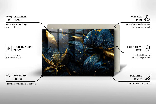 Cache plaque de cuisson Feuilles décoratives avec de l'or