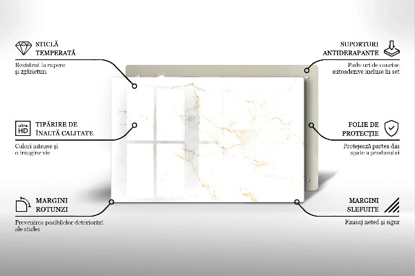 Cache plaque de cuisson Pierre de marbre élégante