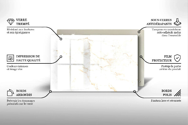 Cache plaque de cuisson Pierre de marbre élégante