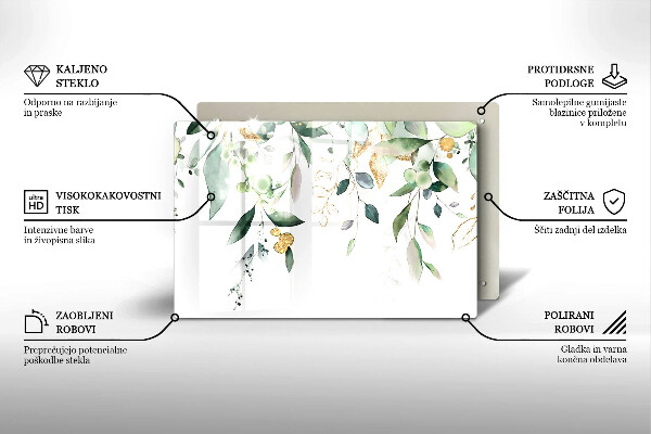 Cache plaque de cuisson Feuilles d'aquarelle