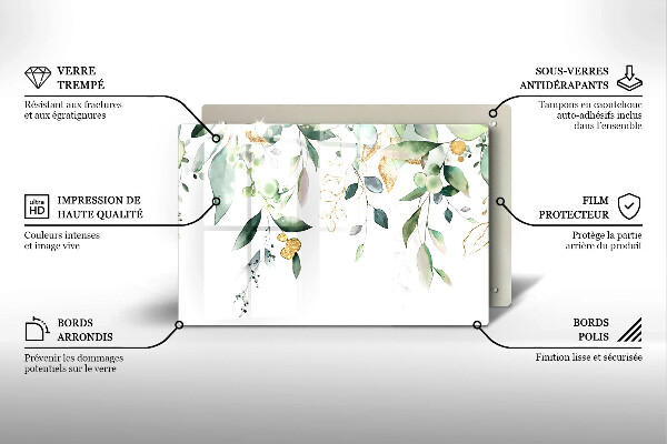 Cache plaque de cuisson Feuilles d'aquarelle