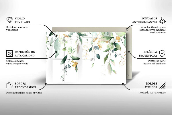 Cache plaque de cuisson Feuilles d'aquarelle