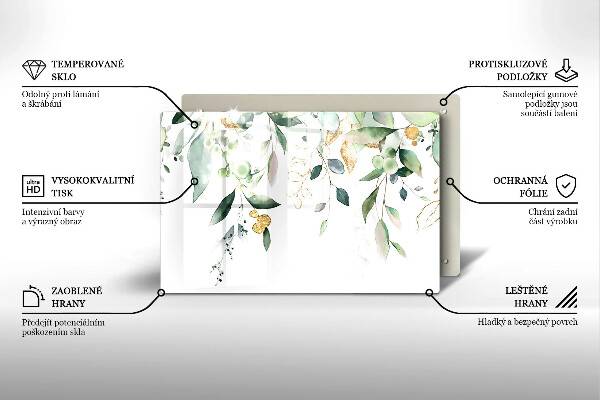 Cache plaque de cuisson Feuilles d'aquarelle