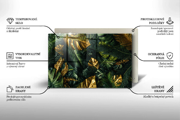Cache plaque de cuisson Feuilles de monstera dorées