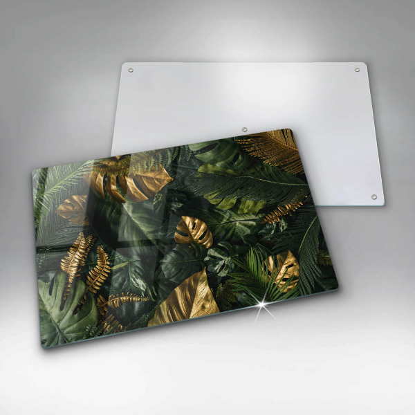 Cache plaque de cuisson Feuilles de monstera dorées
