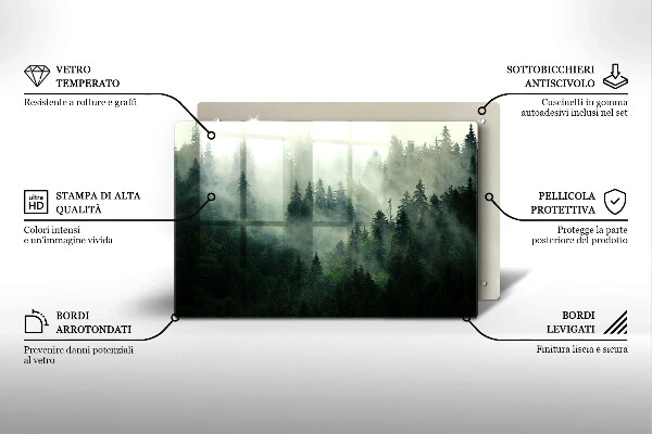 Protection plaque induction Paysage forestier brumeux