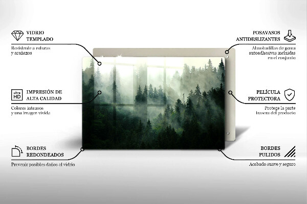 Protection plaque induction Paysage forestier brumeux