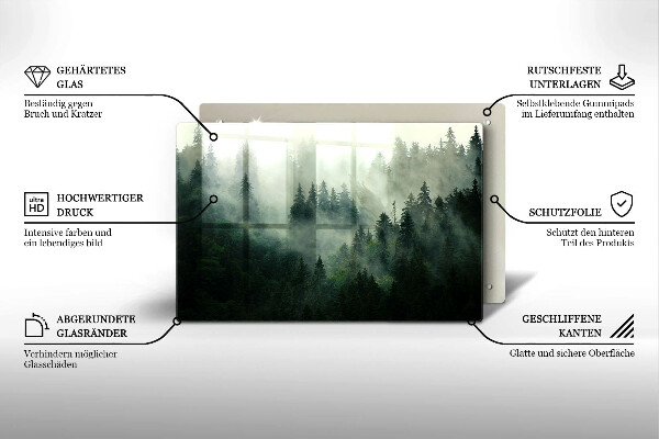 Protection plaque induction Paysage forestier brumeux
