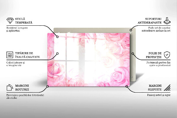 Protection plaque induction Fond de roses délicates