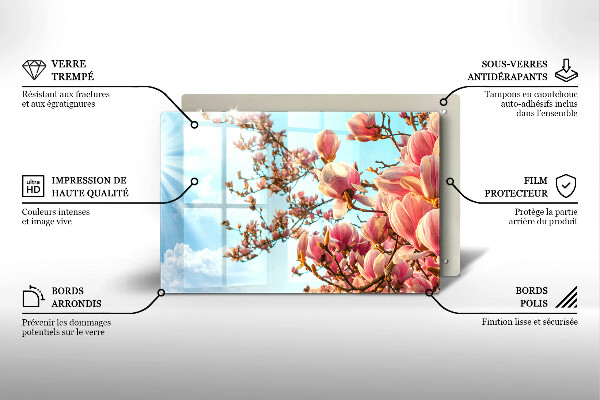 Protection plaque induction Arbre à fleurs roses