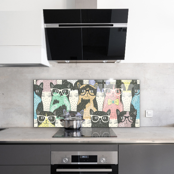 Crédence cuisine en verre Illustration drôle de chat hipster