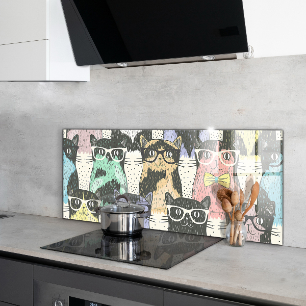Crédence cuisine en verre Illustration drôle de chat hipster