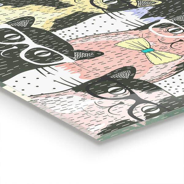 Crédence cuisine en verre Illustration drôle de chat hipster