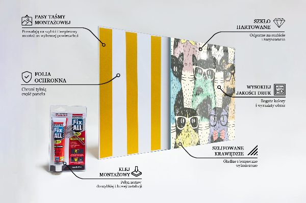 Crédence cuisine en verre Illustration drôle de chat hipster