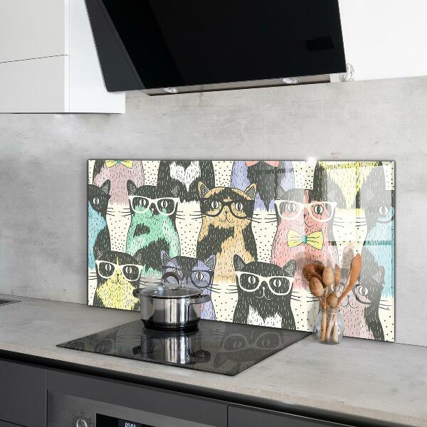 Crédence cuisine en verre Illustration drôle de chat hipster