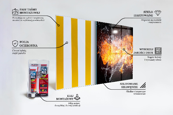Crédence cuisine en verre Le combat des éléments feu eau