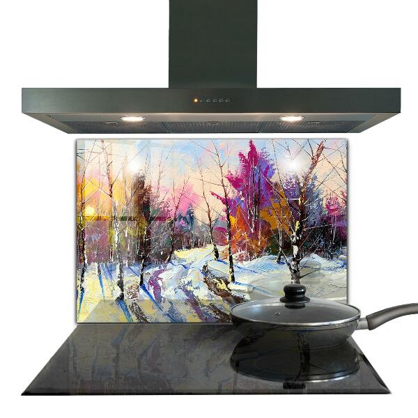 Crédence cuisine en verre Peinture acrylique de parc d’hiver