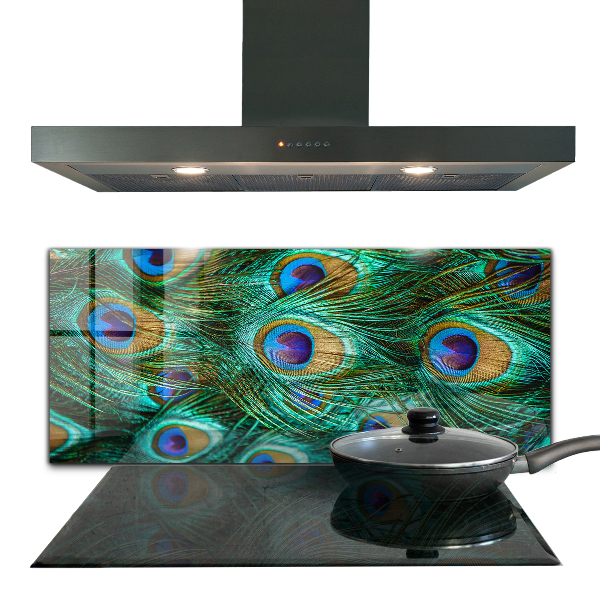Crédence en verre Plumes de paon belle nature
