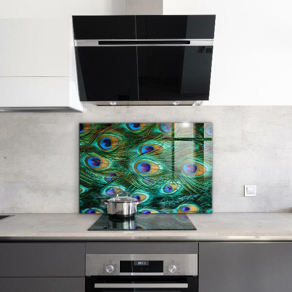 Crédence en verre Plumes de paon belle nature