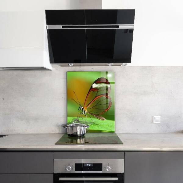 Crédence cuisine en verre Papillon sur une feuille