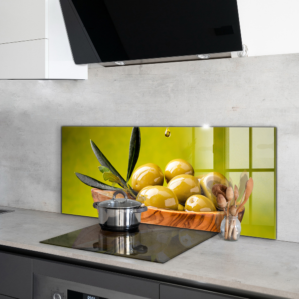 Crédence cuisine en verre Olives vertes fraîches