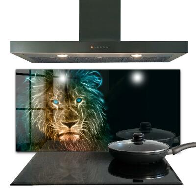 Crédence cuisine en verre Lion en édition abstraite
