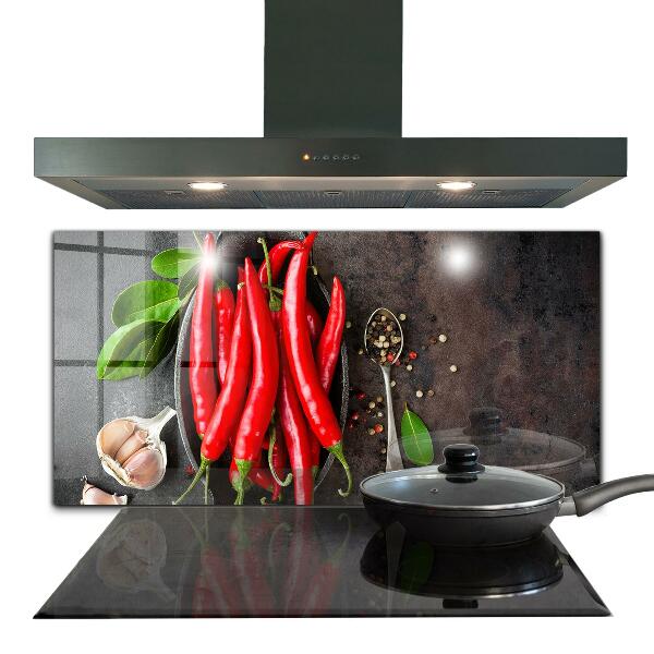 Crédence cuisine en verre Cuisson des piments forts