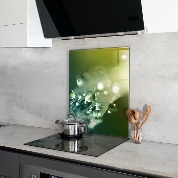 Crédence cuisine en verre Rosée sur les feuilles vertes