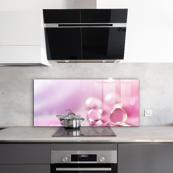 Crédence en verre avec motif Gouttes de rosée sur une fleur rose