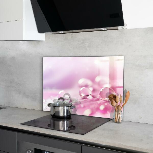 Crédence en verre avec motif Gouttes de rosée sur une fleur rose