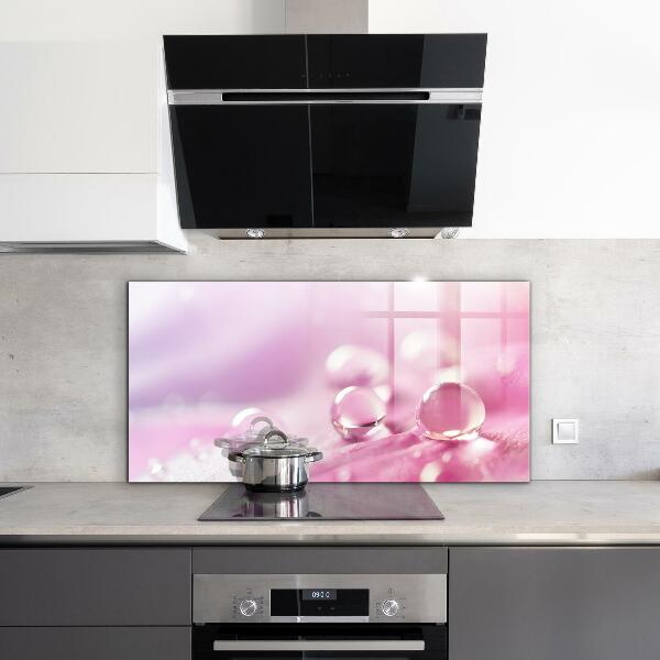 Crédence en verre avec motif Gouttes de rosée sur une fleur rose