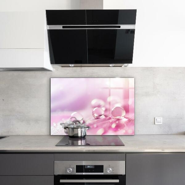 Crédence en verre avec motif Gouttes de rosée sur une fleur rose